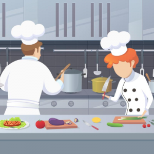 cocina-comercial-con-el-cocinero-de-los-personajes-dibujos-animados-115059068