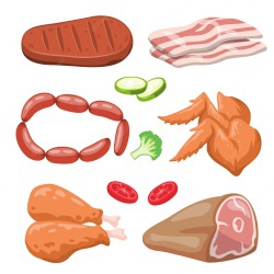 conjunto-ingredientes-animales-cocinar-comida-salchicha-nudillo-cerdo-becon-muslo-pollo-estilo-dibujo-verduras-aislado-ilustracion-vector-fondo-blanco_1150-65718_333614639