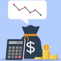 costs-reduction-costs-cut-costs-optimization-business-concept-sack-of-money-calculator-and-coins-with-descending-curve-or-arrow-illustration-vector